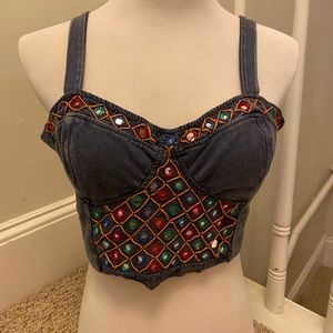 Mirror bustier cropped tank top